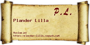 Plander Lilla névjegykártya